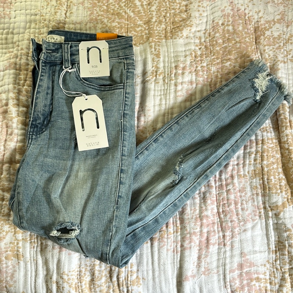 Nature Denim Distressed Ankle Skinny Jeans